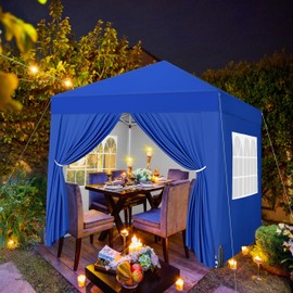 Yaheetech 8x8 Pop Up Canopy with 4 Removable Sidewalls, Portable Enclosed Instant Tent, Waterproof Outdoor Tent, Beach Sun Shelter with 4 Sandbags, 8 Stakes & 4 Ropes, White