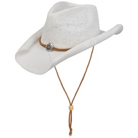 Lipodo Vescadosa Western Straw Hat Summer Men Women, White, M