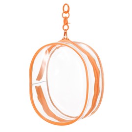 sourcing map Figure Display Bag with Keychain, 15.5 x 8 x 18.5 cm PVC Oval Portable Dolls Pouch Carrying Case Storage Bag Keychain Charm for Showing Off Boxes Dolls, Orange