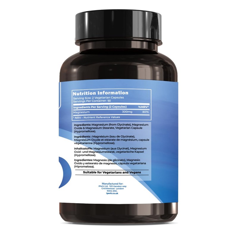 iperk Magnesium Glycinate Capsules Provide 300 mg of Pure Elemental