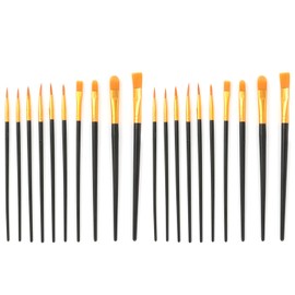 HRLORK Paint Brush Set 20 Pcs Professional Nylon Hair Brushes Different Sizes Brush for Acrylic Gouache Oil Painting Watercolor for Artists Adults Kids for Decorations Figurines Nail Art(Black)