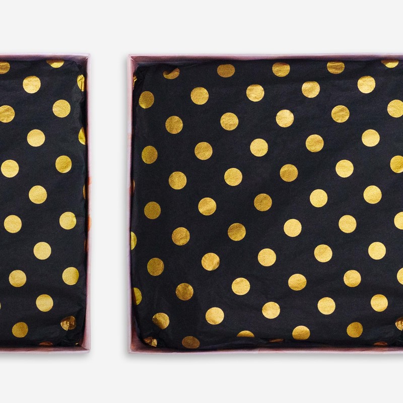 MR FIVE 60 Sheets Black Gold Polka Dot Tissue Paper