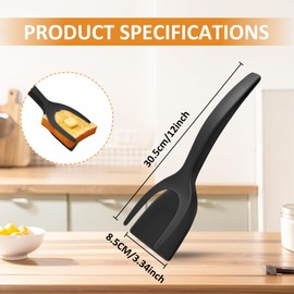 2 in 1 Grip and Flip Spatula Tongs, Egg Flipper Spatula, Fried Egg Grip Flip Tongs, Double Sided Spatula Turner, Multi-purpose Non-Stick Kitchen Shovel + Sponge for Bread Fish Pancake Toast (A, 2PCS)