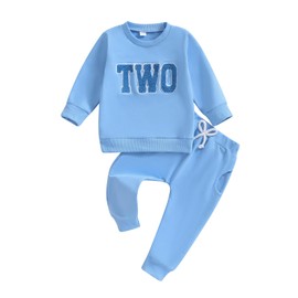 HZPHQY 2T Toddler Baby Boy Girl 2nd Birthday Outfit Two Print Sweatshirt Pants Sweatsuit Infant Clothes