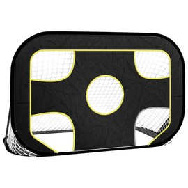 ZJMTOCYU Enhance Shooting Skills with Goal Net Featuring Target Areas, Durable Polyester for Training and Family Games, Black and Yellow