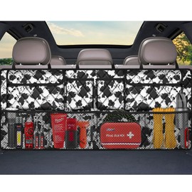 Femuar Car Trunk Organizer,Large Capacity Backseat Trunk Organizer(42"*18"),Collapsible Car Storage Bag with 8 Pocekt,Car Organizer for SUV/MPV/Truck - Cow print