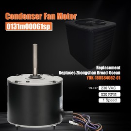 0131M00061SP, 1/4 Hp Condenser Fan Motor Replaces Goodman Condenser Fan Motor, Zongshan Broad-Ocean YDK-180S84062-01-830 RPM, 1-Speed, Replaces Amana Janitrol P/N: 0131M00014PS