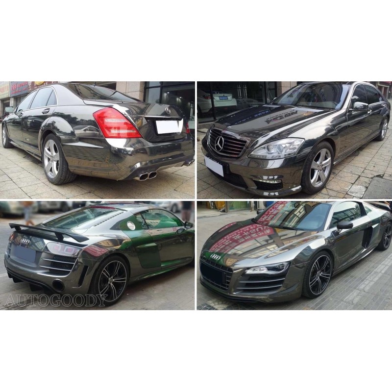 AUTOGOODY 84" x 60" Dark Chrome Mirror Black Vinyl Film