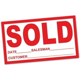 Auto Dealer Red Sold Stickers Pack of 100, Auto Sold Stickers Car Dealer Vinyl Sold Stickers