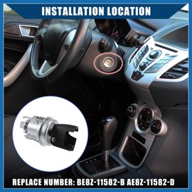 A ABSOPRO Ignition Lock Cylinder with Keys for Ford Fiesta 2011-2019 / Ignition Lock Cylinder Switch/Durable/Metal / 2 Pcs/Silver Tone Item Replacement
