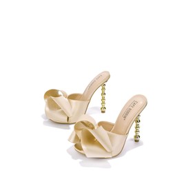 Cape Robbin Salsa Nude Sexy High Heels Open Toe Sculptural Heel Mule Oval Pumps (5.5, Nude)