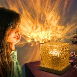 YATOSEEN Water Wave Lamp, 16 Colours Rotating Dynamic Waves Ceiling Projection Mood Light with Remote Control for Bedroom/Party