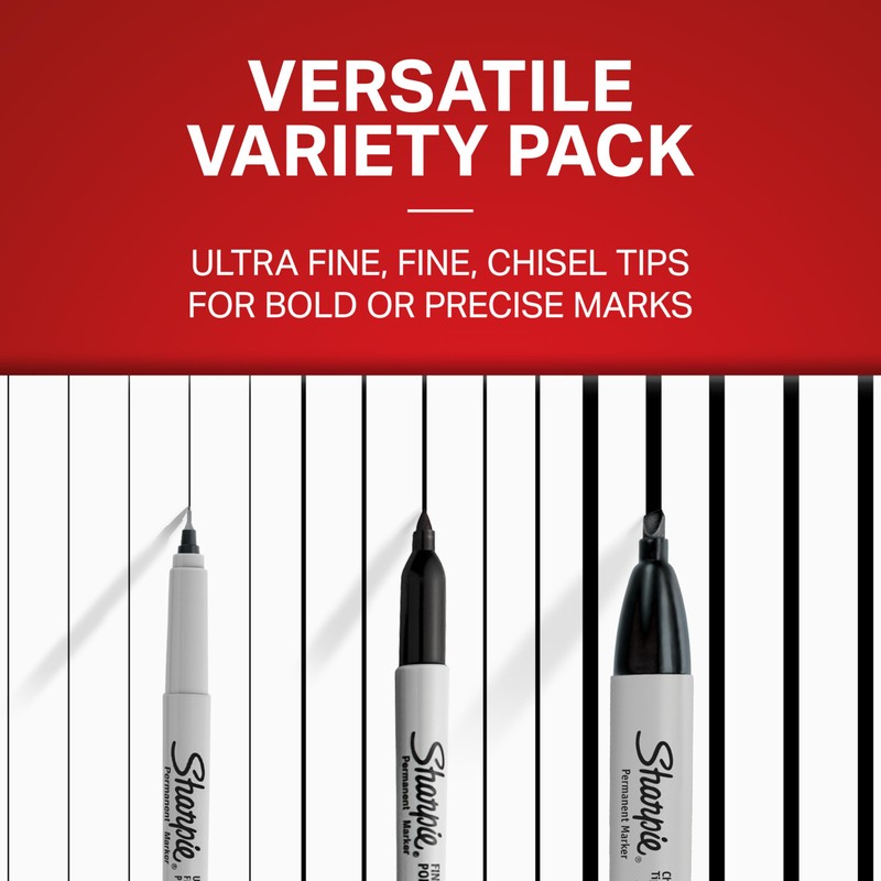 Sharpie Permanent Markers Variety Pack, Includes Chisel, Fine, and Ultra-Fine