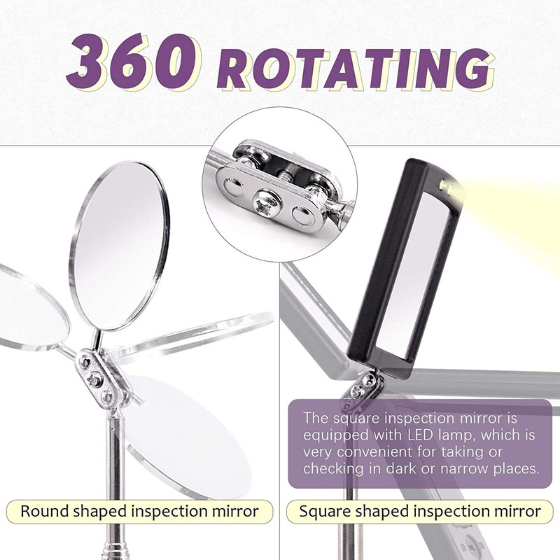 5Pcs Telescoping Magnetic Pickup Tool 360° Rotation Shock Resistant LED