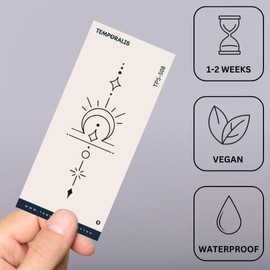 Zodiac sign tattoo – Temporalis® | Temporary tattoo, vegan and waterproof – EU-certified cosmetic – Lasts 1 to 2 weeks [ Libra – S-Long ]