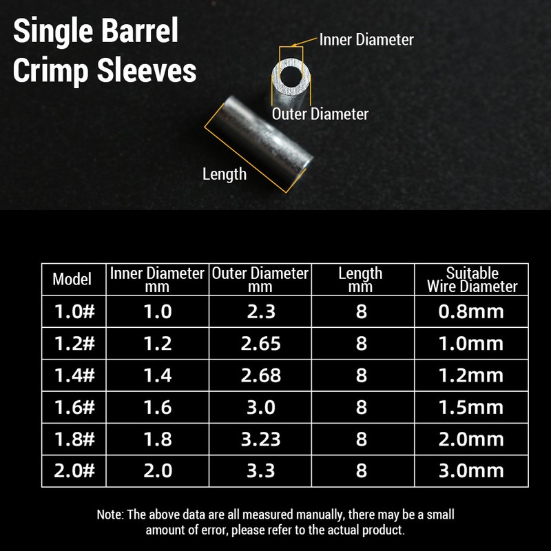 300pcs Aluminum Crimp Sleeves Connector Kit 5 Sizes Double Barrel