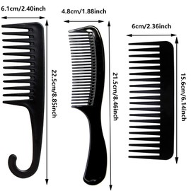 Hair Detangling Comb,3pcs Wide Tooth Detangling Shower Hair Comb, Barberology Comb Set,Wide Tooth Comb Shower Comb With Hook,for Women Girls Wet Hair Curly Wavy Hair