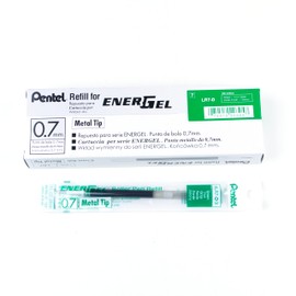 Gel Ink Refills for Pentel EnerGel Gel Roller Pens (BL57, BL77, BL407, BL107, BL117, BL2007, K600, K611, BL437), 0.7mm, Green Ink, LR7-D, Box of 12