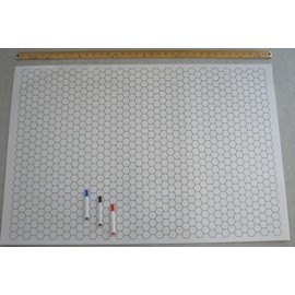 Double-Sided Game Mat with Markers (Square, Hex, 24" x 36") for RPGs, Miniatures