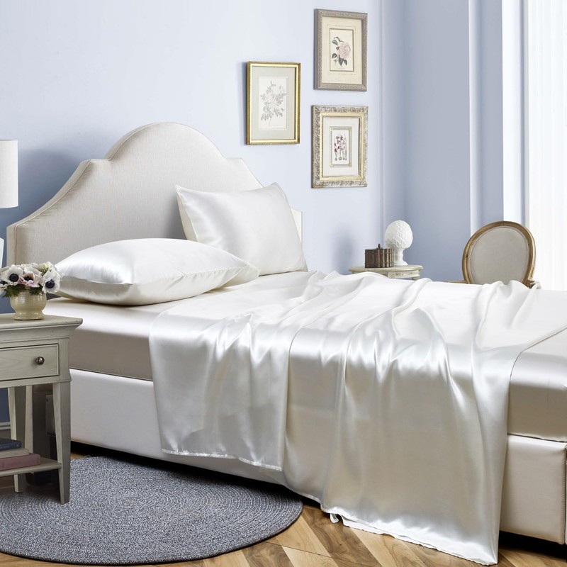 YASMENG Fitted Sheet 200 x 200 cm Satin White Plain