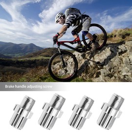 Micro Traders 4pcs M10 10mm Brake Lever Adjusting Regulator Screws for Mountain Road Bike MTB Bikes Cable Adjusters Bolts Brake Parts Aluminum Alloy Silver M10x26X10mm