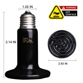2 Pack 80W Ceramic Heat Lamp with 1-pcs Digital-Thermometer, Infrared Reptile Heat Emitter Heater Lamp Bulb for Pet Brooder Coop Chicken Lizard Turtle Snake Aquarium ETL Listed