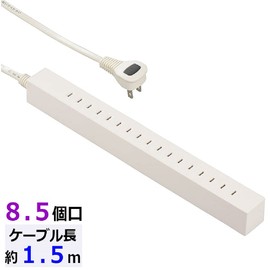 Ohm Denki HS-T8515L-W Slim Tap (8.5 pcs, 0.5 ft (1.5 m), White