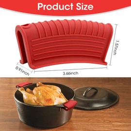 OMGREI OMGREI Silicone Assist Hot Pan Handle Holder Hot Skillet Handle Covers Pot Holder Sleeve Cast Iron Skillets Nonslip Heat Resistant for Enameled Griddles Casserole Frying Pans Cookware(4PACK) (Red)