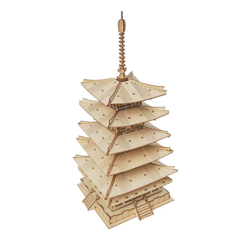 Tsukurun Desu® Robotime TGN02 Gojuno Tower 3D Wooden Puzzle (Japanese
