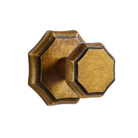 SORWDUERM 4 Pack Antique Brass Dummy Door Knobs Aged Brass Octagonal Interior Closet Hallway Interior Vintage Door Knob