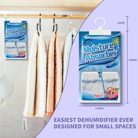 Wardrobe Moisture Absorber 5 Pack x 100 g, Hanging Dehumidifier with Fragrance, Moistureproof Desiccant Bag, Washrooms, Against Moisture, Anti-Mould, Deodorising Desiccant Bag
