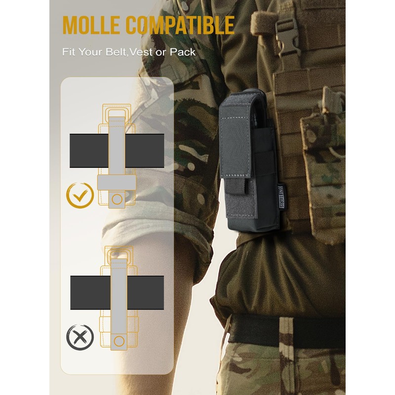 OneTigris Flashlight Holster Flashlight Holder Molle Flashlight Holster Tactical Flashlight