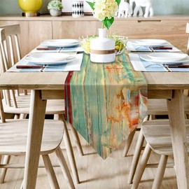 ZCHOMI Green Abstract Modern Art Table Runner 13x72 Inch Cool Kitchen Dinning Table Decoration for Indoor Outdoor Birthday Home Party Decor