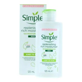 Simple Crema Facial Hidratante 12 h, Uso Día y Noche, Todo Tipo de Piel, 125ml                                                                        