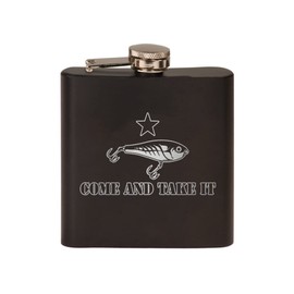 Rogue River Tactical Funny Fishing Flask Come Take It Fishin Lure Stainless Steel Hip Flask Premium Matte Black Makes a Great Gift For Him Dad Father Gag Joke Gift