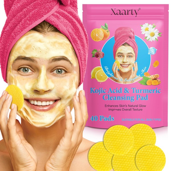 Turmeric Cleansing Pads 40 PCS，Turmeric Face Exfoliating Pads for Oil,Makeup