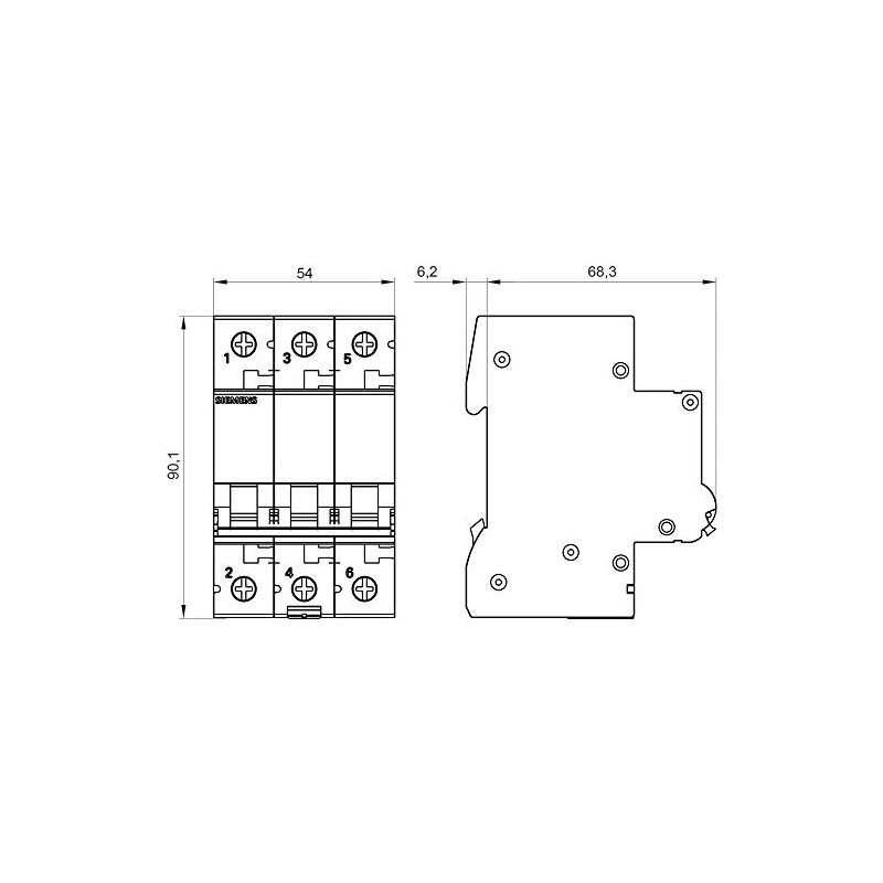 Siemens 5sl6 – Automatic magnetotermico 400 V 6 kA 3