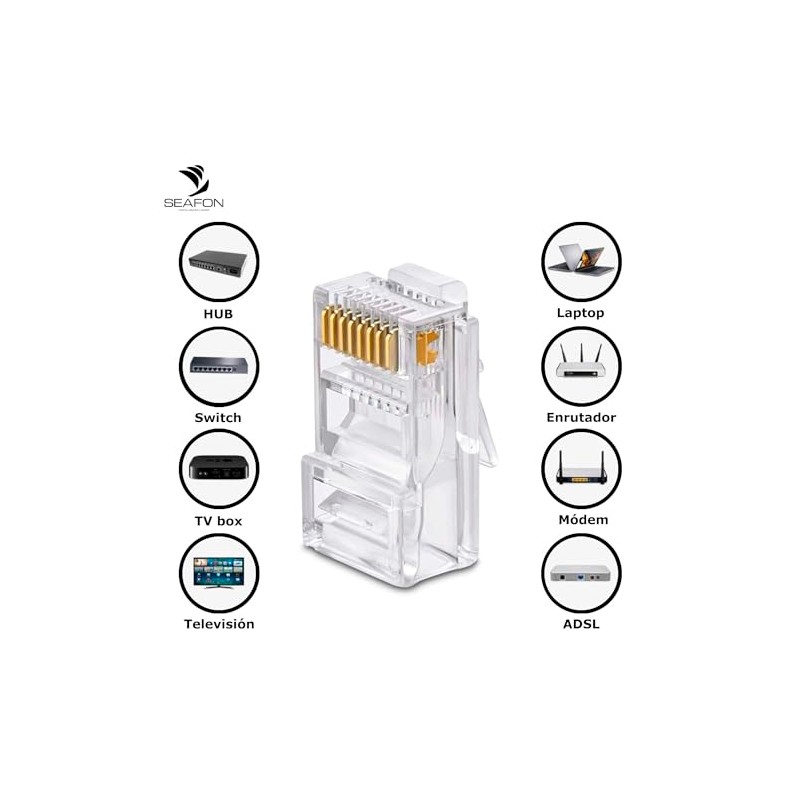 Conectores Rj45 Cat 6, Paquete De 100 Piezas Cable Red