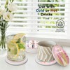 6Pcs Pink Christmas Coasters with Holder, Gingerbread Nutcracker Coaster