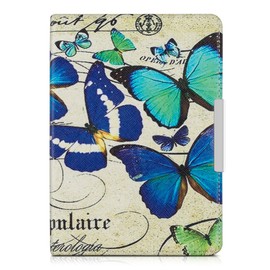 kwmobile Case for Tolino Shine - Book Style PU Leather Protective e-Reader Cover Folio Case - Blue/Mint/Beige