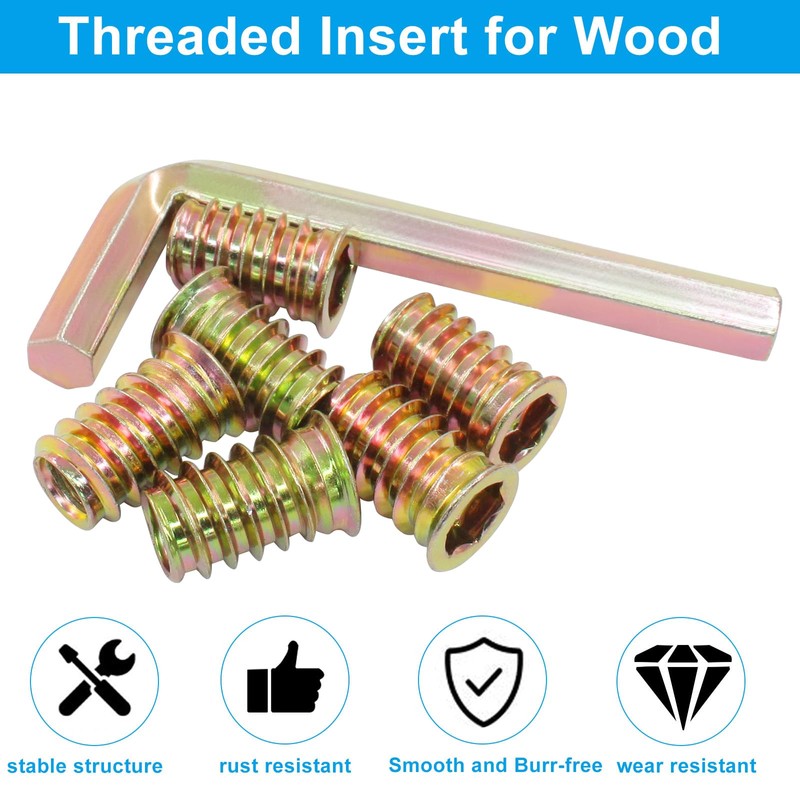 Moicstiy 20 Pcs 3/8"-16x 25mm Threaded Inserts for Wood, Nut