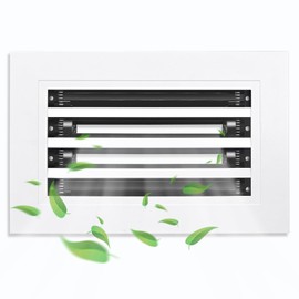 10x6 Modern Air Vent Cover, Decorative White Aluminium Air Vent Cover for Wall, Ceiling and Floor, Roller Rotation Regulates Airflow and Direction, for Air Outlet and Return, Made of Aluminum Alloy