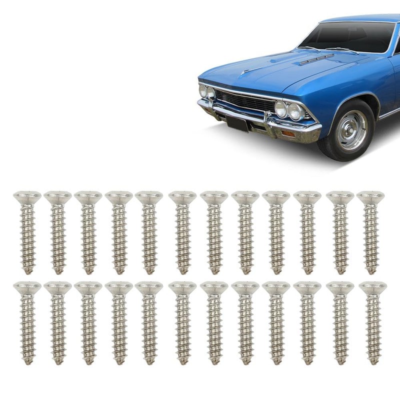 G-PLUS Chrome Headlight Bezel Marker Grille Trim Screws Kit Chrome