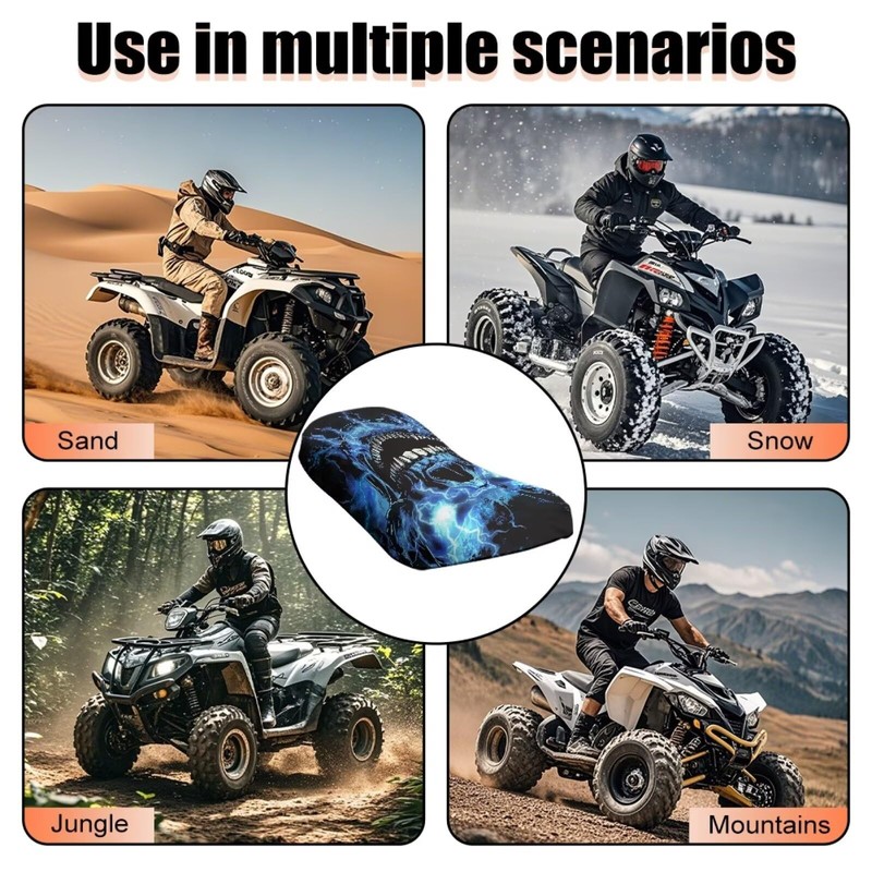 SEANATIVE Lightning Skull ATV Cover Four Wheeler Accessories Powersports Seat