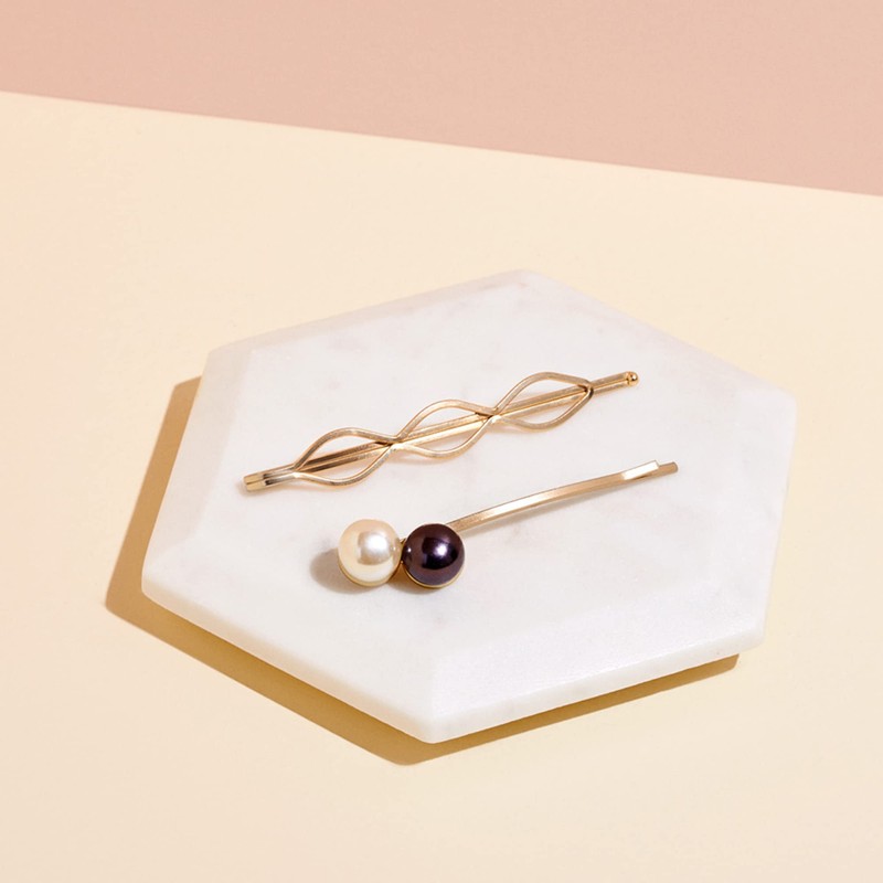 The Hair Edit Gold & Pearl Spherical Bobby Pins