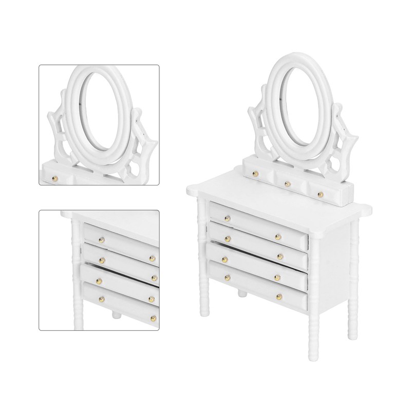 1:12 Scale Dollhouse Toilet Table High Simulation Wooden Miniature Dressing