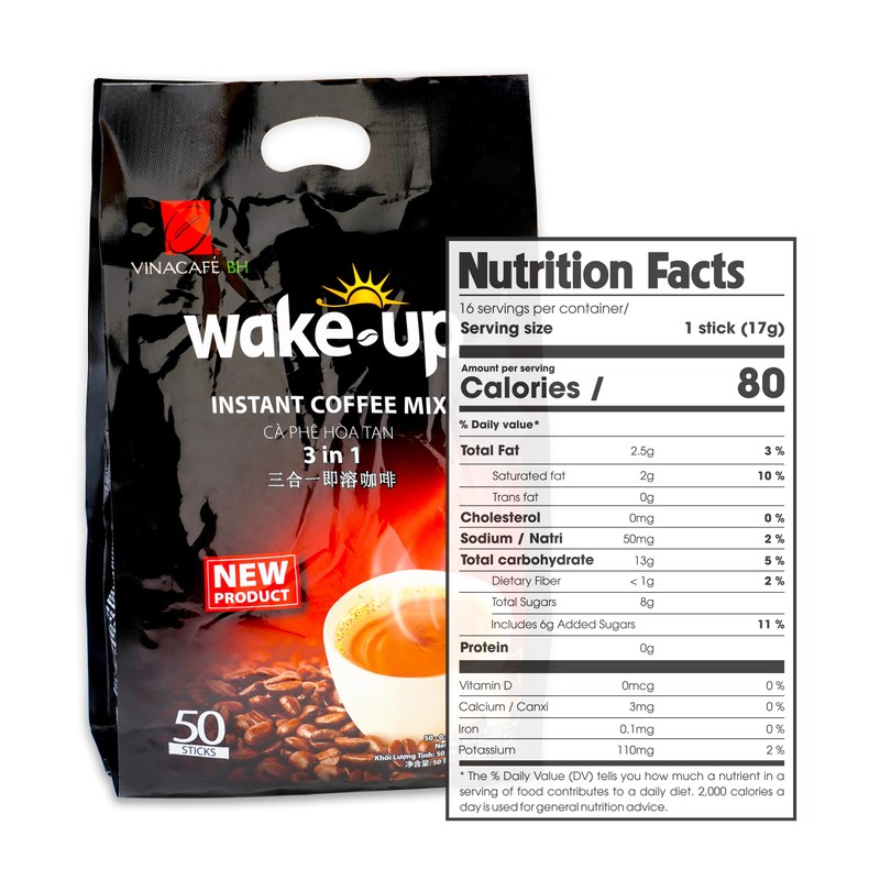 Vinacafe Premium 100 Sticks 3 in 1 Wake-Up Coffee Mix,