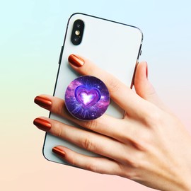 4 Pack Cell Phone Stand，Collapsible Cellphone Finger Grip Holder for Phones - Love Floral Galaxy Music Note Black