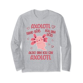 Axolotl Sind Sweet, Cute Axolotl for Children, Axolotl Long-Sleeved Shirt, gray