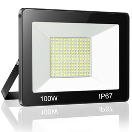 YIQIBRO 100 W Outdoor LED Floodlight, IP67 Waterproof LED Floodlight, 10000 lm, 7000 K, Cool White, Super Bright LED Spotlight, Outdoor Spotlight for Warehouse, Garden, Garage, Yard, Parking
